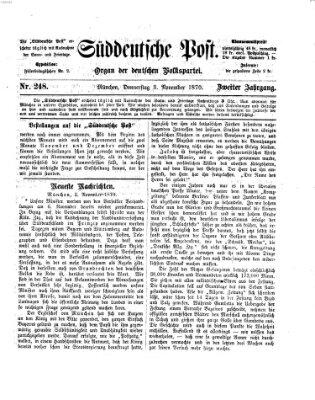 Süddeutsche Post Donnerstag 3. November 1870