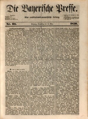 Die Bayerische Presse Donnerstag 14. März 1850
