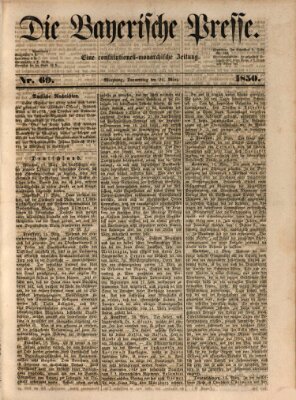 Die Bayerische Presse Donnerstag 21. März 1850