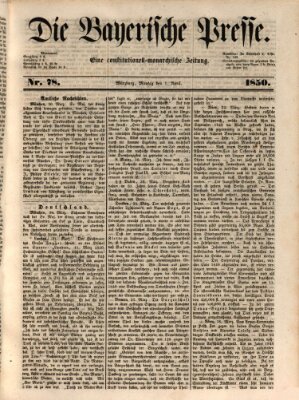 Die Bayerische Presse Montag 1. April 1850