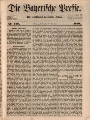 Die Bayerische Presse Freitag 20. September 1850