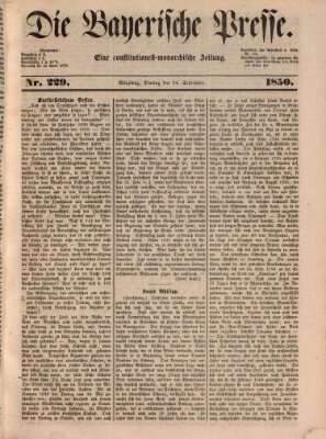 Die Bayerische Presse Dienstag 24. September 1850