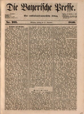 Die Bayerische Presse Freitag 27. September 1850