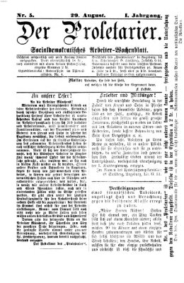 Der Proletarier Sonntag 29. August 1869