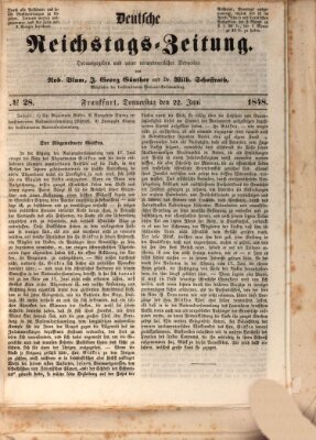 Deutsche Reichstags-Zeitung Donnerstag 22. Juni 1848