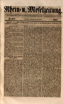 Rhein- und Mosel-Zeitung Sonntag 19. September 1847