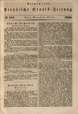 Allgemeine preußische Staats-Zeitung Mittwoch 16. Juni 1830