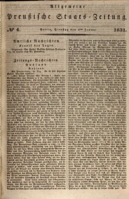 Allgemeine preußische Staats-Zeitung Dienstag 4. Januar 1831
