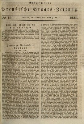 Allgemeine preußische Staats-Zeitung Mittwoch 19. Januar 1831