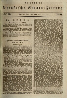 Allgemeine preußische Staats-Zeitung Sonntag 23. Januar 1831