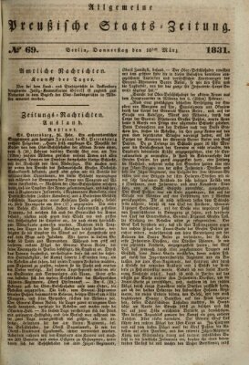 Allgemeine preußische Staats-Zeitung Donnerstag 10. März 1831