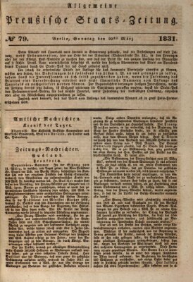 Allgemeine preußische Staats-Zeitung Sonntag 20. März 1831