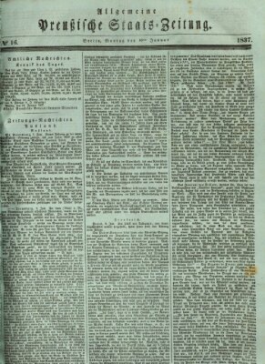 Allgemeine preußische Staats-Zeitung Montag 16. Januar 1837