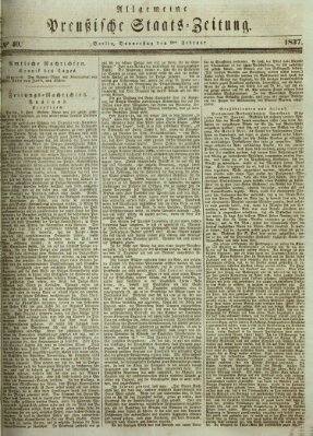 Allgemeine preußische Staats-Zeitung Donnerstag 9. Februar 1837