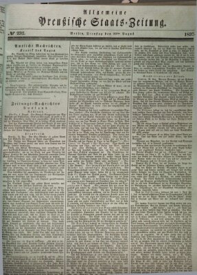 Allgemeine preußische Staats-Zeitung Dienstag 22. August 1837