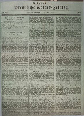 Allgemeine preußische Staats-Zeitung Montag 4. September 1837