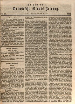 Allgemeine preußische Staats-Zeitung Montag 24. Januar 1842