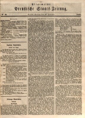 Allgemeine preußische Staats-Zeitung Freitag 18. Februar 1842