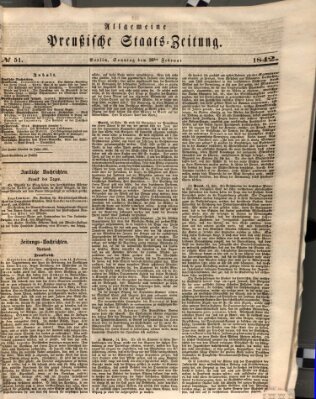 Allgemeine preußische Staats-Zeitung Sonntag 20. Februar 1842