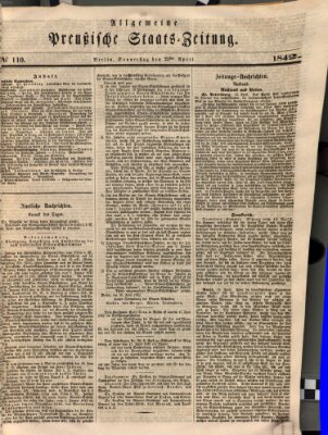 Allgemeine preußische Staats-Zeitung Donnerstag 21. April 1842