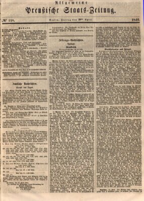 Allgemeine preußische Staats-Zeitung Freitag 29. April 1842