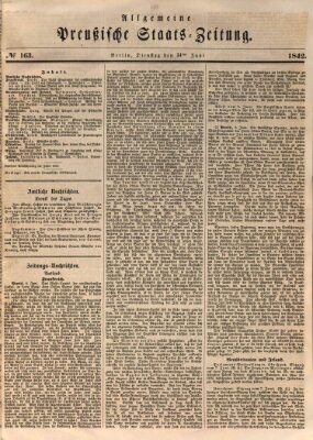 Allgemeine preußische Staats-Zeitung Dienstag 14. Juni 1842