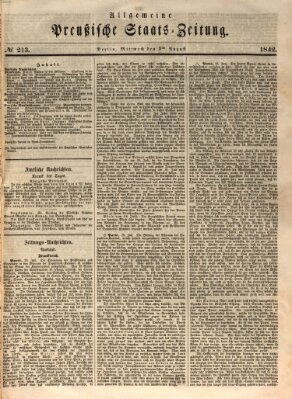 Allgemeine preußische Staats-Zeitung Mittwoch 3. August 1842