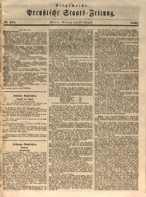 Allgemeine preußische Staats-Zeitung Montag 8. August 1842