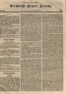 Allgemeine preußische Staats-Zeitung Montag 22. August 1842