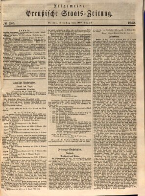 Allgemeine preußische Staats-Zeitung Dienstag 30. August 1842