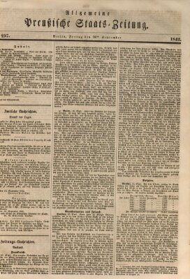 Allgemeine preußische Staats-Zeitung Freitag 16. September 1842
