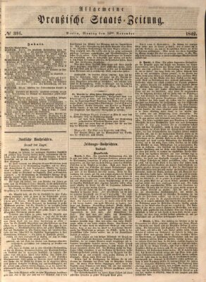 Allgemeine preußische Staats-Zeitung Montag 14. November 1842
