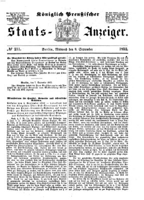 Königlich Preußischer Staats-Anzeiger (Allgemeine preußische Staats-Zeitung) Mittwoch 8. September 1852