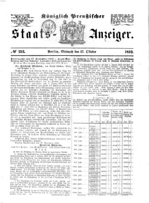 Königlich Preußischer Staats-Anzeiger (Allgemeine preußische Staats-Zeitung) Mittwoch 27. Oktober 1852