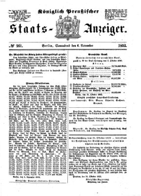 Königlich Preußischer Staats-Anzeiger (Allgemeine preußische Staats-Zeitung) Samstag 6. November 1852