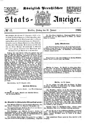 Königlich Preußischer Staats-Anzeiger (Allgemeine preußische Staats-Zeitung) Freitag 21. Januar 1853