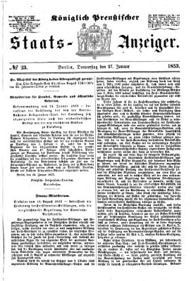Königlich Preußischer Staats-Anzeiger (Allgemeine preußische Staats-Zeitung) Donnerstag 27. Januar 1853