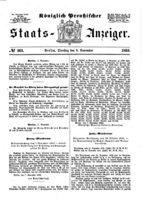 Königlich Preußischer Staats-Anzeiger (Allgemeine preußische Staats-Zeitung) Dienstag 8. November 1853
