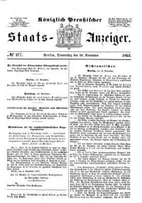 Königlich Preußischer Staats-Anzeiger (Allgemeine preußische Staats-Zeitung) Donnerstag 24. November 1853