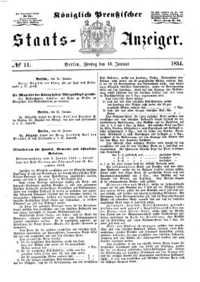 Königlich Preußischer Staats-Anzeiger (Allgemeine preußische Staats-Zeitung) Freitag 13. Januar 1854