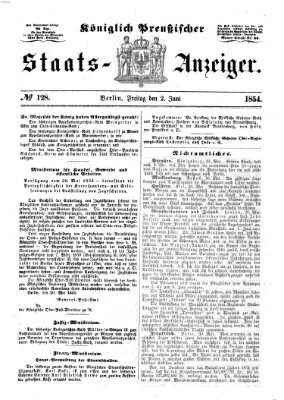 Königlich Preußischer Staats-Anzeiger (Allgemeine preußische Staats-Zeitung) Freitag 2. Juni 1854