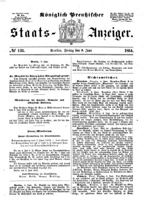 Königlich Preußischer Staats-Anzeiger (Allgemeine preußische Staats-Zeitung) Freitag 9. Juni 1854