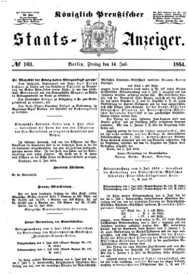 Königlich Preußischer Staats-Anzeiger (Allgemeine preußische Staats-Zeitung) Freitag 14. Juli 1854