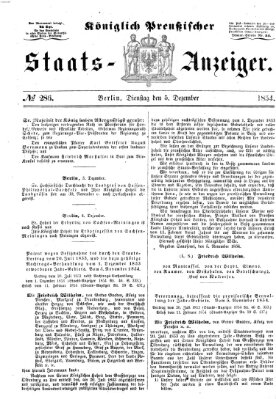 Königlich Preußischer Staats-Anzeiger (Allgemeine preußische Staats-Zeitung) Dienstag 5. Dezember 1854
