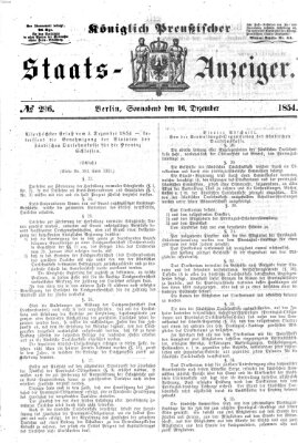 Königlich Preußischer Staats-Anzeiger (Allgemeine preußische Staats-Zeitung) Samstag 16. Dezember 1854