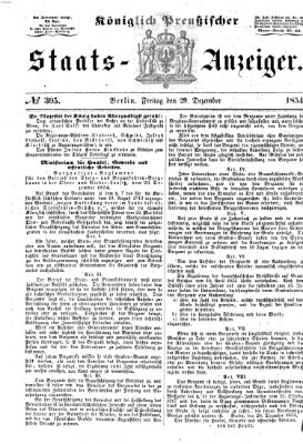 Königlich Preußischer Staats-Anzeiger (Allgemeine preußische Staats-Zeitung) Freitag 29. Dezember 1854