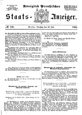 Königlich Preußischer Staats-Anzeiger (Allgemeine preußische Staats-Zeitung) Dienstag 10. Juli 1855