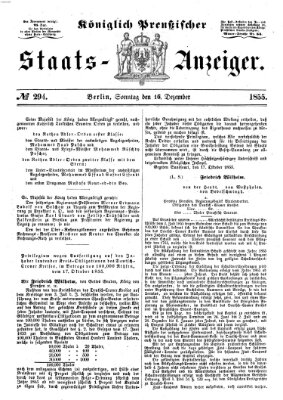Königlich Preußischer Staats-Anzeiger (Allgemeine preußische Staats-Zeitung) Sonntag 16. Dezember 1855