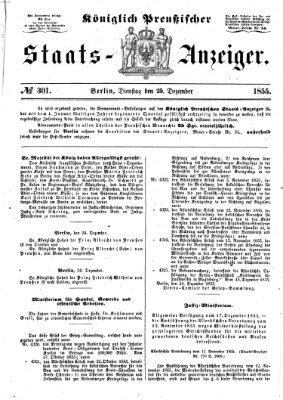 Königlich Preußischer Staats-Anzeiger (Allgemeine preußische Staats-Zeitung) Dienstag 25. Dezember 1855