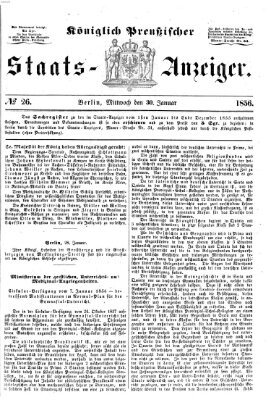 Königlich Preußischer Staats-Anzeiger (Allgemeine preußische Staats-Zeitung) Mittwoch 30. Januar 1856